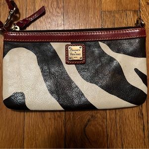 Dooney & Bourke Zebra Print Leather Wristlet. Excellent condition